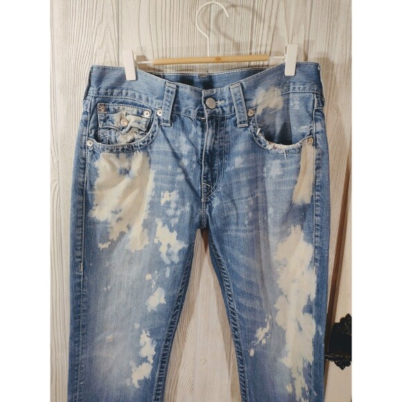 True Religion Jeans Bleach Acid Wash Skinny USA Mens 33 - Picture 2 of 16